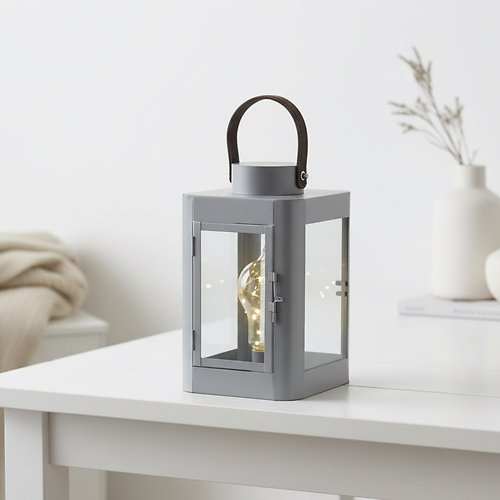 Lanterne Kaemingk avec ampoule 10 Micro LED 16 x 26cm Gris