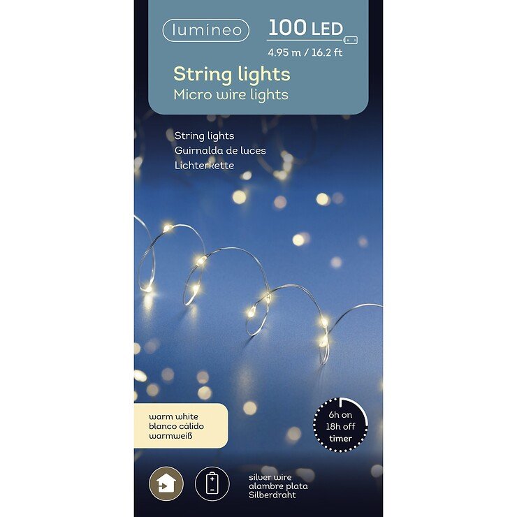 Kaemingk LED Strand Micro 100 LED alimentato a batteria 4,95 m argento - Thumbnail 7