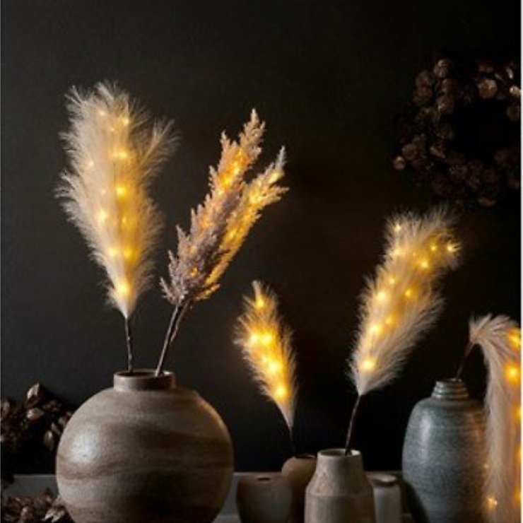 Kaemingk LED Zweig Federbüschel 10 LED 6h Timer 118cm blush - Thumbnail 1