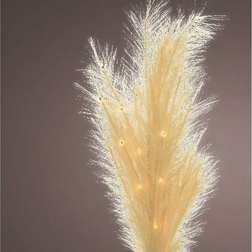 Kaemingk LED Zweig Federbüschel 10 LED 6h Timer 118cm beige