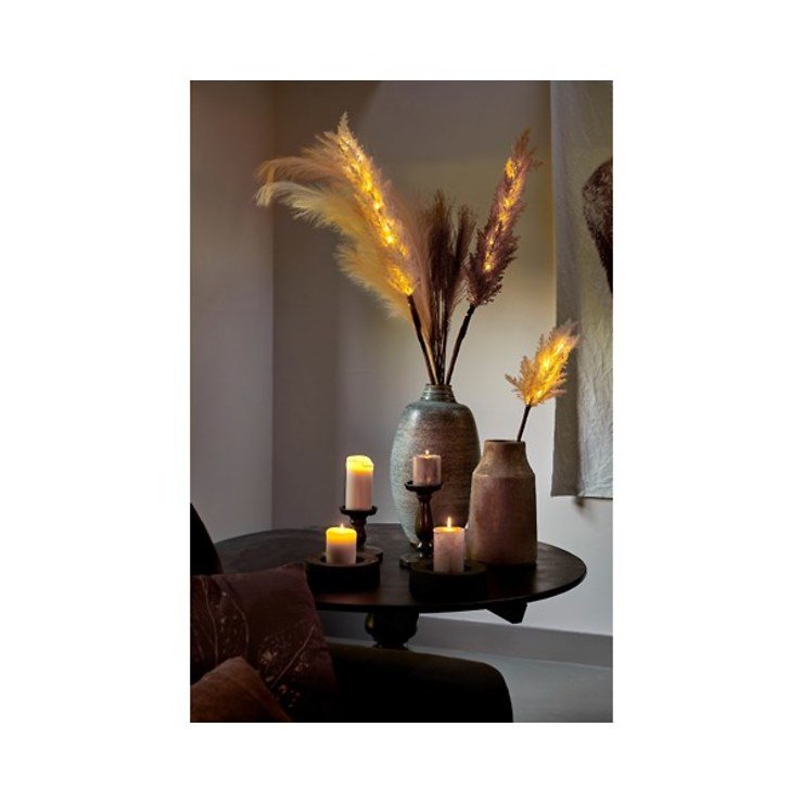 Kaemingk LED Zweig Pampasgras 12 LED 6h Timer 70cm hellbraun - Thumbnail 3