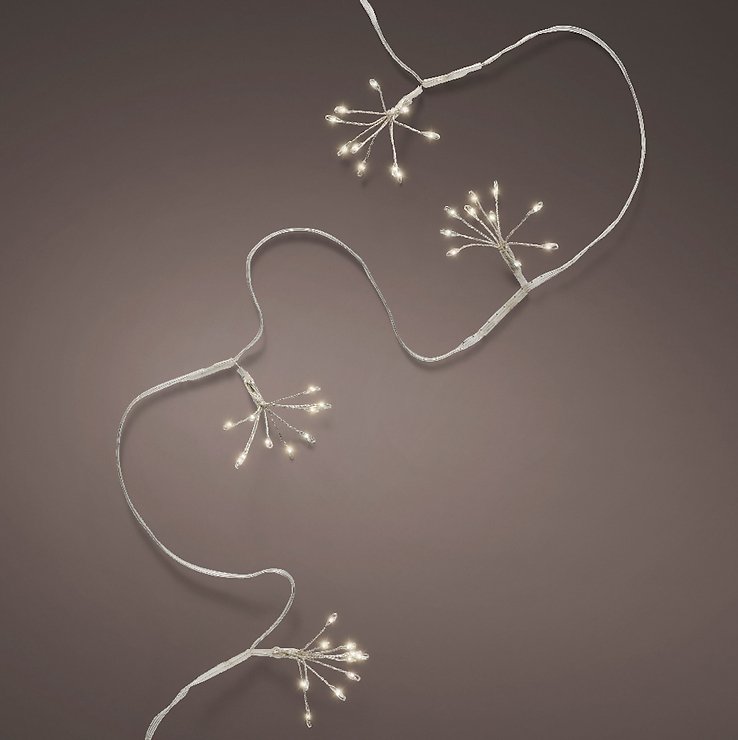 Kaemingk Lumineo luces de hadas Sputnik 50 Mirco LED blanco cálido 1 m a pilas plata - Thumbnail 2