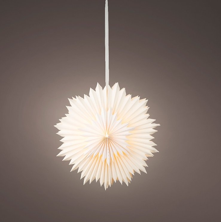 Kaemingk Lumineo Étoile lumineuse papier 6 LED blanc chaud alimentée par piles 60 cm blanc  - Thumbnail 2