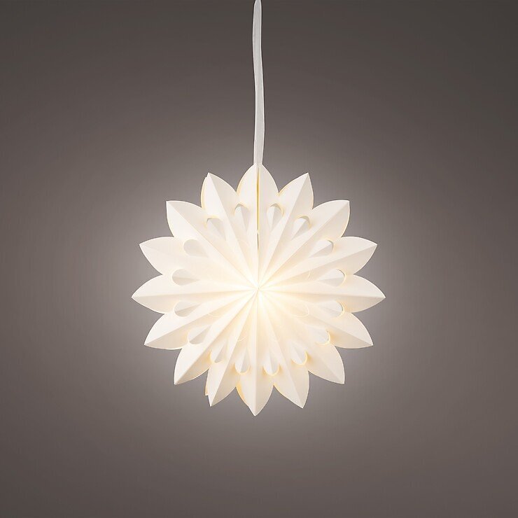 Kaemingk Lumineo papel de estrella iluminado 6 LED blanco cálido a pilas 40 x 10,5 cm blanco  - Thumbnail 2