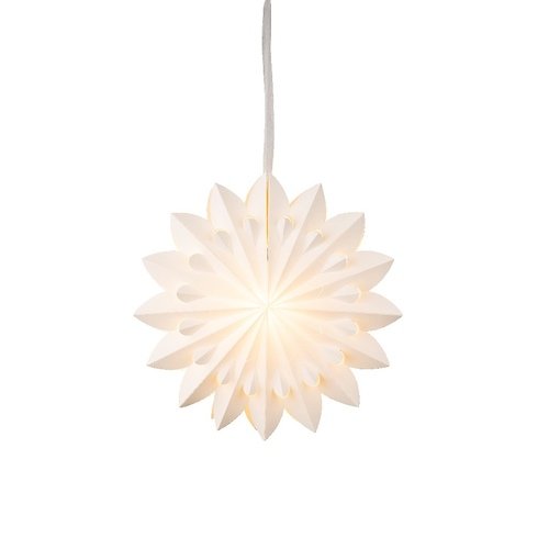 Kaemingk Lumineo papel de estrella iluminado 6 LED blanco cálido a pilas 40 x 10,5 cm blanco 