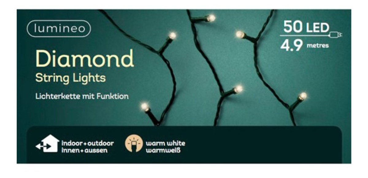 Kaemingk LED fairy lights diamond with dimmer 50 LED warm white 4.9 m green - Thumbnail 2