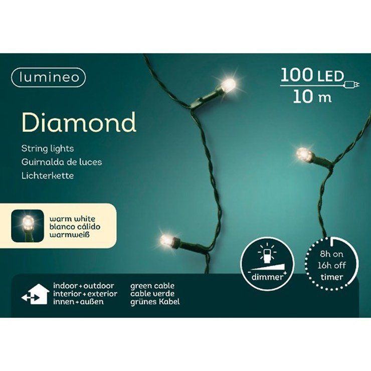 Kaemingk LED Lichterkette Diamant mit Dimmer 100 LED warmweiß 9,9 m grün - Thumbnail 3