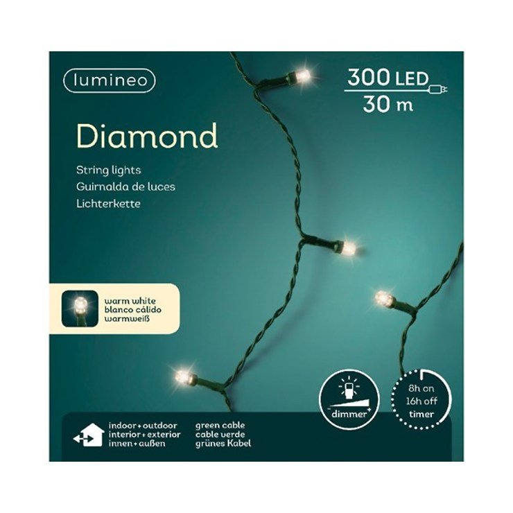 Kaemingk LED light string diamond with dimmer 300 LED warm white 29.9 m green - Thumbnail 3