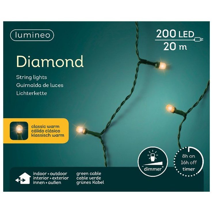 Kaemingk LED Lichterkette Diamant mit Dimmer 200 LED ...