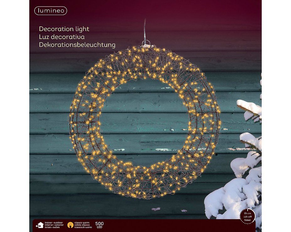 Kaemingk Lumineo LED Kranz 500 Micro LED klassisch warm 38 cm Metall schwarz - Thumbnail 3