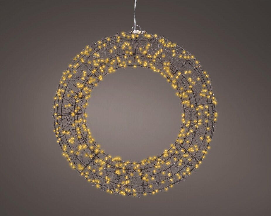 Kaemingk Lumineo LED Kranz 500 Micro LED klassisch warm 38 cm Metall schwarz - Thumbnail 2