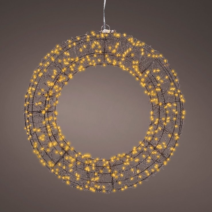 Kaemingk Lumineo Couronne LED 500 Micro LED classique chaude 38 cm métal noir - Thumbnail 2