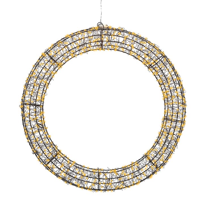 Kaemingk Ghirlanda LED 720 Micro LED classica calda 58 cm metallo nero - Thumbnail 1