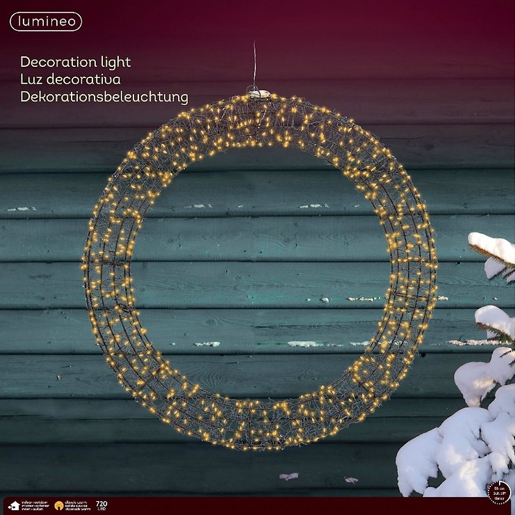 Kaemingk Ghirlanda LED 720 Micro LED classica calda 58 cm metallo nero - Thumbnail 3