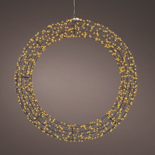 Kaemingk Lumineo LED corona 720 Micro LED clásico cálido 58 cm metal negro
