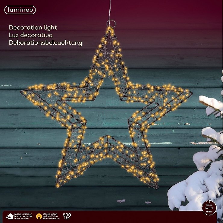 Kaemingk Lumineo LED star 500 Micro LED Classic cálido 38 cm metal negro - Thumbnail 3