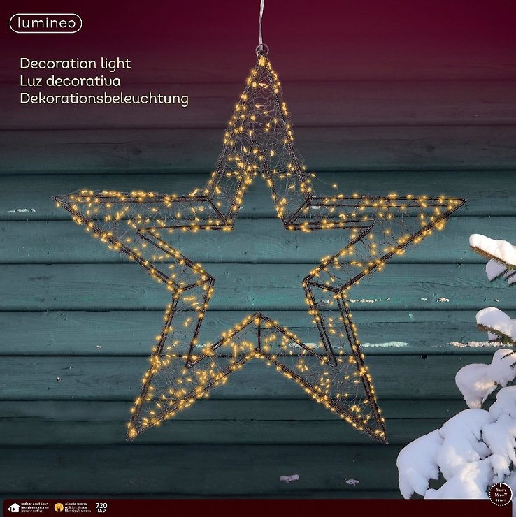 Kaemingk Lumineo LED star 720 Micro LED clásico cálido 58 cm metal negro - Thumbnail 3