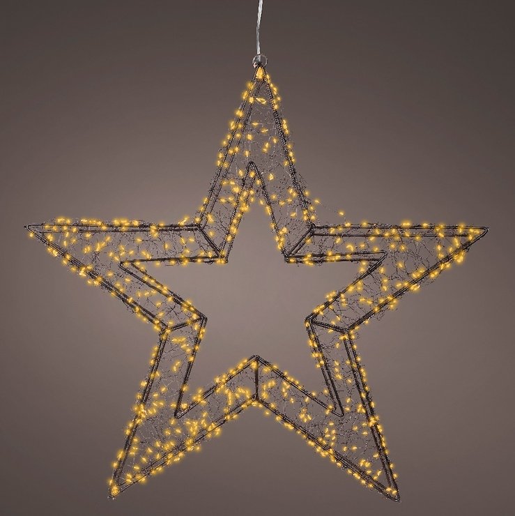 Kaemingk Lumineo LED star 720 Micro LED clásico cálido 58 cm metal negro - Thumbnail 1