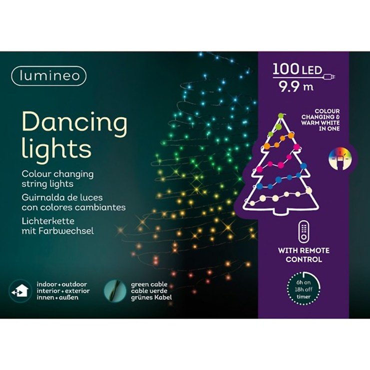 Kaemingk Lumières de fée LED Lumières de danse 100 LED colorées 9,9 m vert - Thumbnail 2