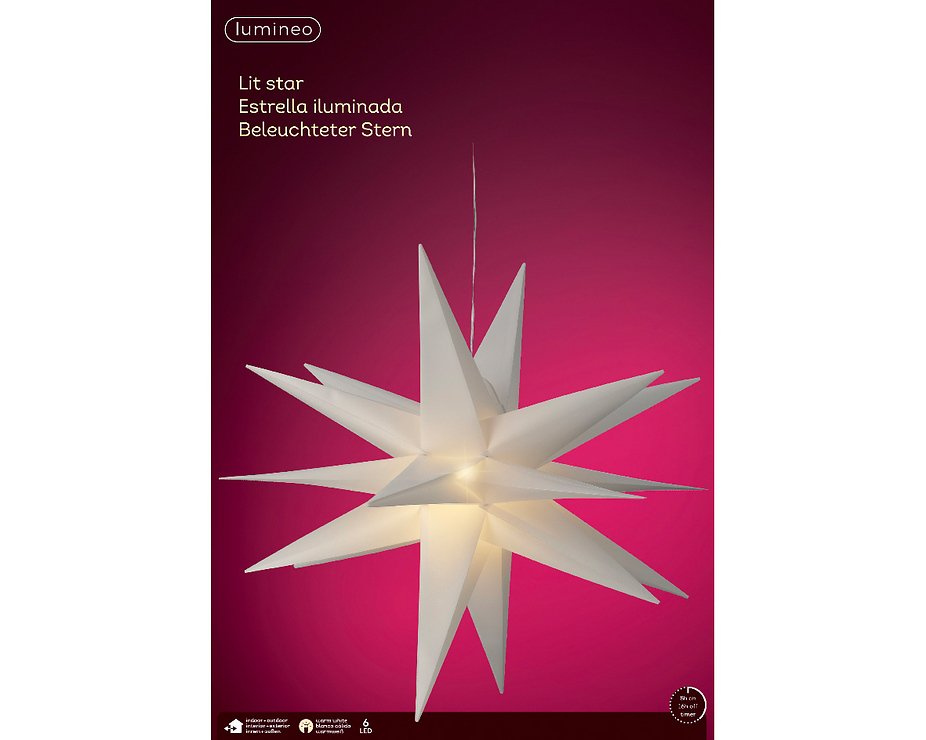 Kaemingk Lumineo LED Leuchtstern 6 LED 75 cm warmweiß außen - Thumbnail 2