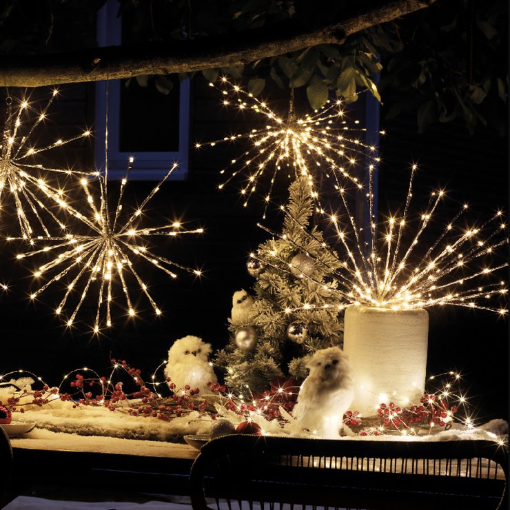 Kaemingk Lumineo podświetlana gwiazda Polarstern 160 LED funkcja migania 70cm srebrna zewnętrzna - Thumbnail 2