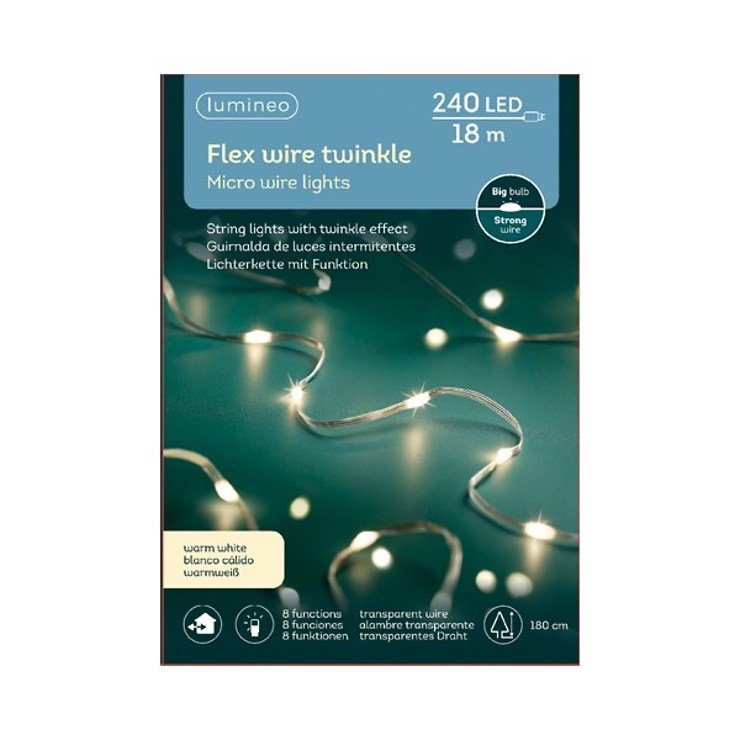 Kaemingk Lumineo Micro LED Strang Flex 240 LED 18m mit 8 Funktionen transparent - Thumbnail 2