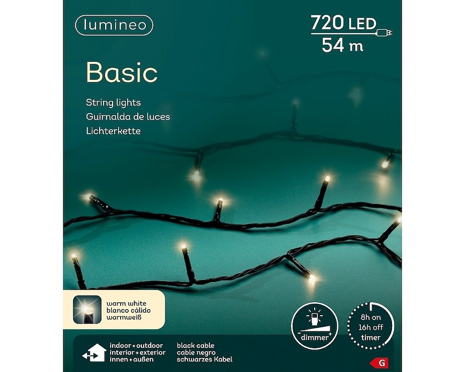 Kaemingk Lumineo luci fiabesche Basic con dimmer 720 LED bianco caldo 54m nero esterno - Thumbnail 5