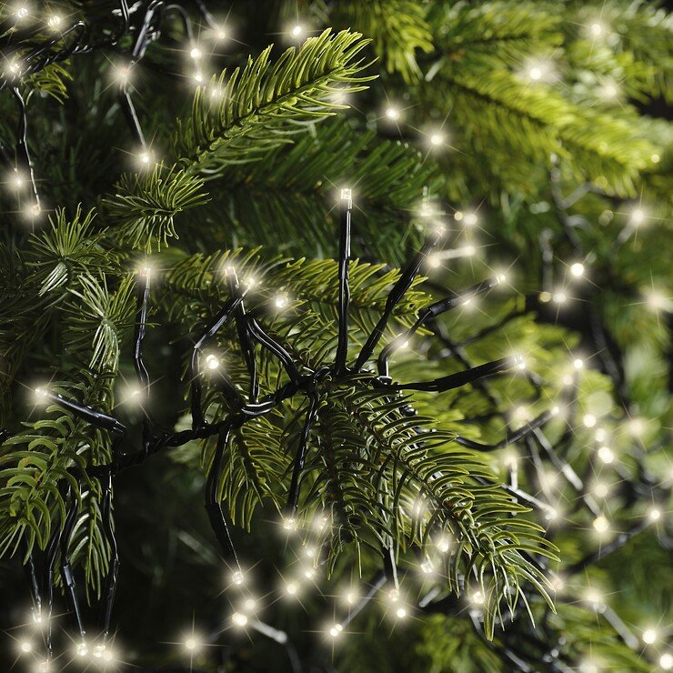 Kaemingk Lumineo Cluster Guirlande lumineuse 144 LED blanc chaud 1,3m noir extérieur - Thumbnail 1