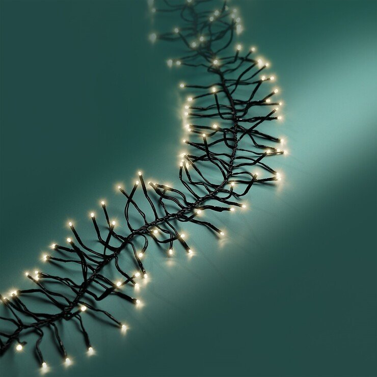 Kaemingk Lumineo Cluster Guirlande lumineuse 144 LED blanc chaud 1,3m noir extérieur - Thumbnail 2