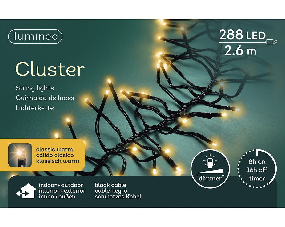Kaemingk Lumineo Cluster Guirlande lumineuse 288 LED classique chaude 2,6m noir extérieur - Thumbnail 5