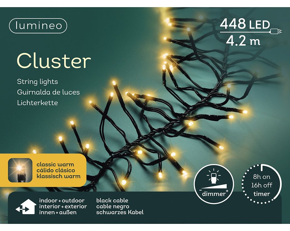 Kaemingk Lumineo Cluster Guirlande lumineuse 448 LED classique wam 4,2m noir extérieur - Thumbnail 5