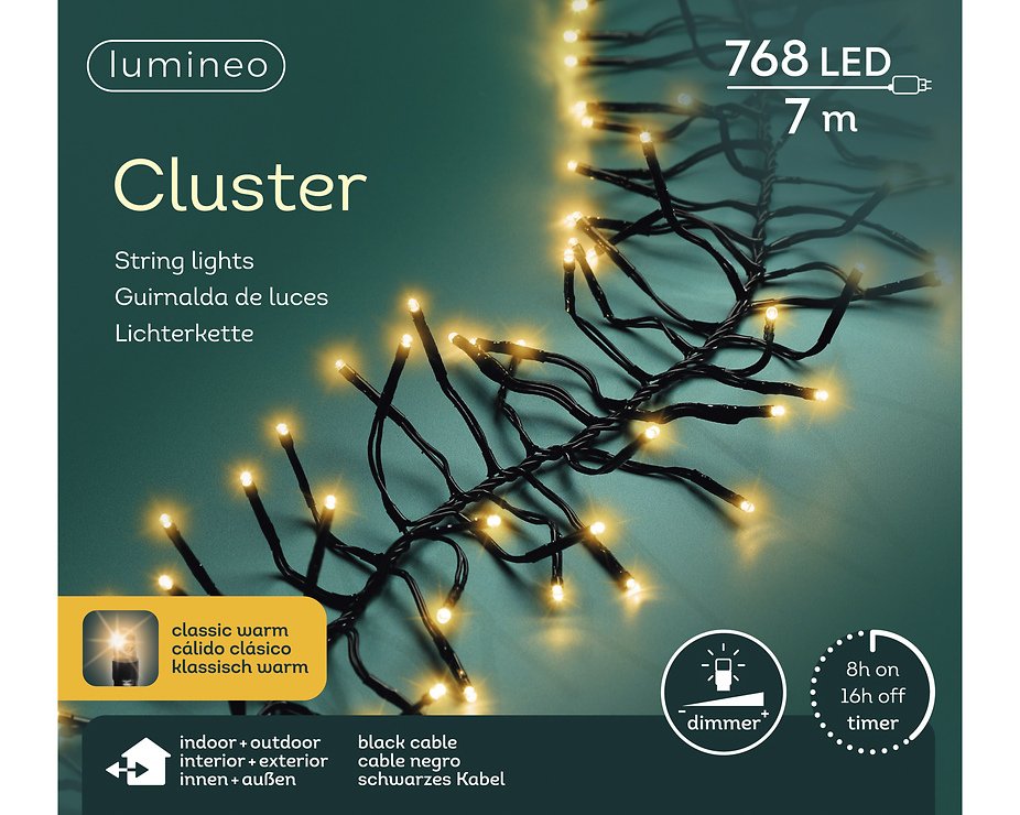Kaemingk Lumineo Cluster Guirlande lumineuse 768 LED classique chaude 7m noir extérieur - Thumbnail 5