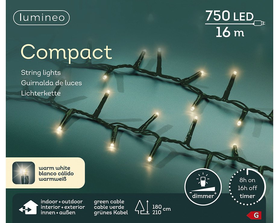 Kaemingk Lumineo Lichterkette Compact 750 LED warmweiß 16m grün außen - Thumbnail 4