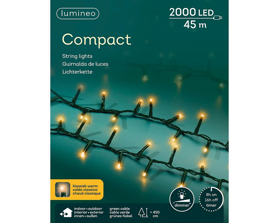 Kaemingk Lumineo lampki choinkowe Compact 2000 LED klasyczne ciepłe 45 m zielone - Thumbnail 6