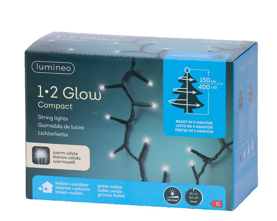 Kaemingk Lumineo lampki choinkowe Compact 1-2-glow 400 LED ciepły biały 1,5m zielony - Thumbnail 4