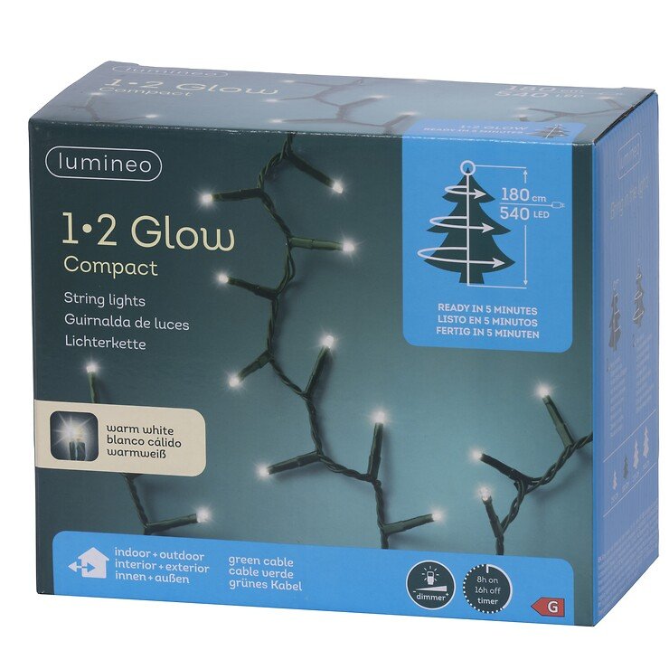 Kaemingk Lumineo lampki choinkowe Compact 1-2-glow 540 LED ciepły biały 1,8m zielony - Thumbnail 3