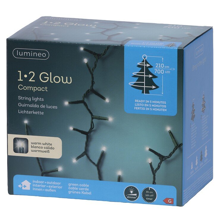 Kaemingk Lumineo luci fiabesche compatte 1-2-glow 700 LED bianco caldo 2,1m verde - Thumbnail 4