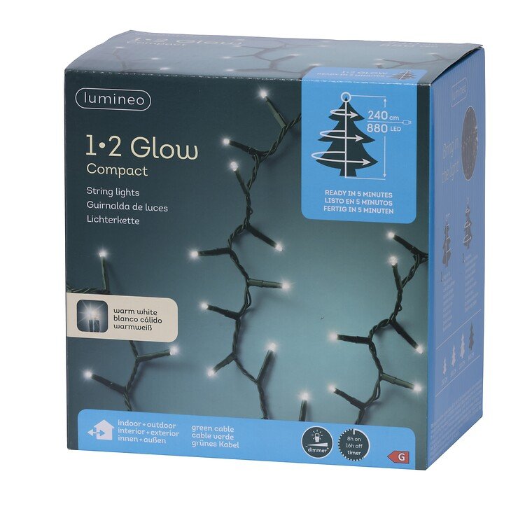 Kaemingk Lumineo luci fiabesche compatte a 1-2 bagliori 880 LED bianco caldo 2,4 m verde - Thumbnail 4