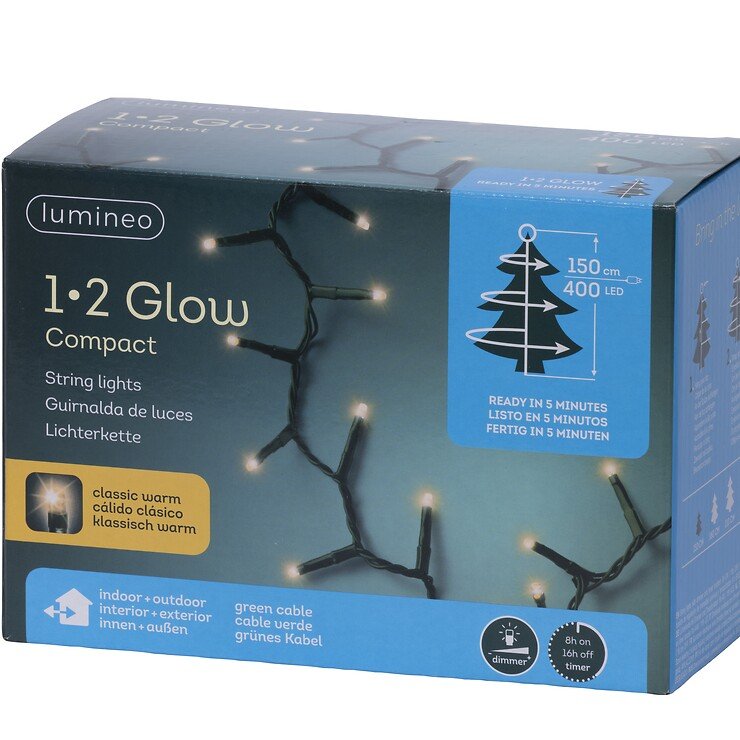 Kaemingk Lumineo fairy lights Compact 1-2-glow 400 LED classic warm 1.5m green - Thumbnail 5