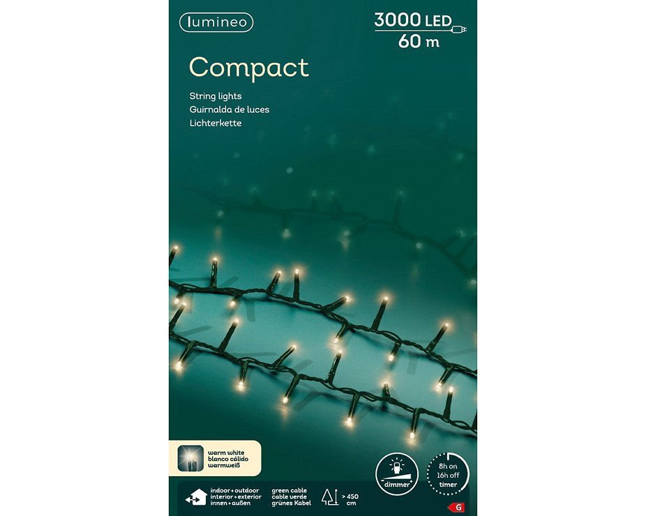 Kaemingk Lumineo luces de hadas Compact 3000 LED blanco cálido 60 m verde - Thumbnail 6