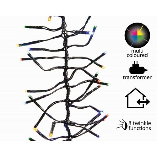 Kaemingk Cluster Lichterkette 1512 LED bunt 13,5 m außen schwarz