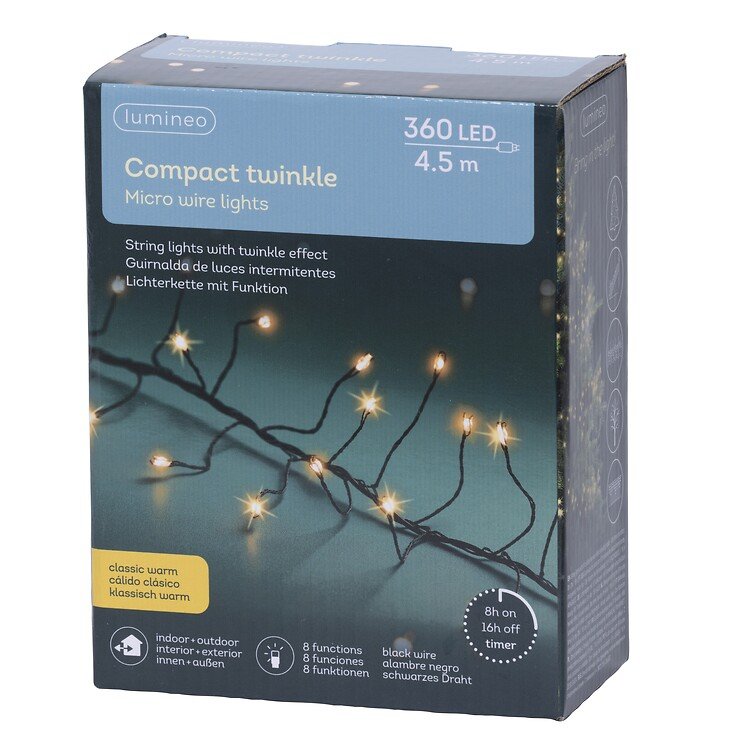 Kaemingk Lumineo luces de hadas Compact Twinkle 360 Micro LED clásico cálido 4,5 m negro - Thumbnail 4