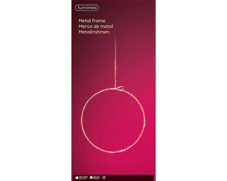 Kaemingk Lumineo pierścień LED 58cm 145 LED ciepły biały metalowy srebrny zewnętrzny - Thumbnail 3