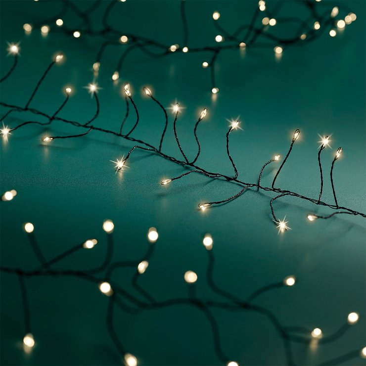 Kaemingk Lumineo Guirlande lumineuse Compact Twinkle 480 Micro LED blanc chaud 6 m noir - Thumbnail 1