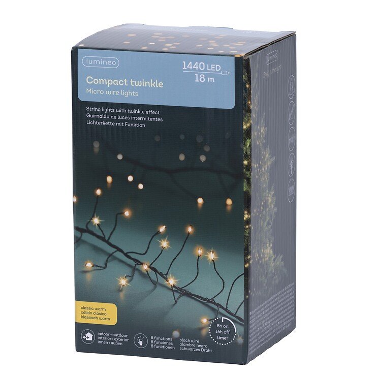 Kaemingk Lumineo luces de hadas Compact Twinkle 1440 Micro LED clásico cálido 18 m negro - Thumbnail 4