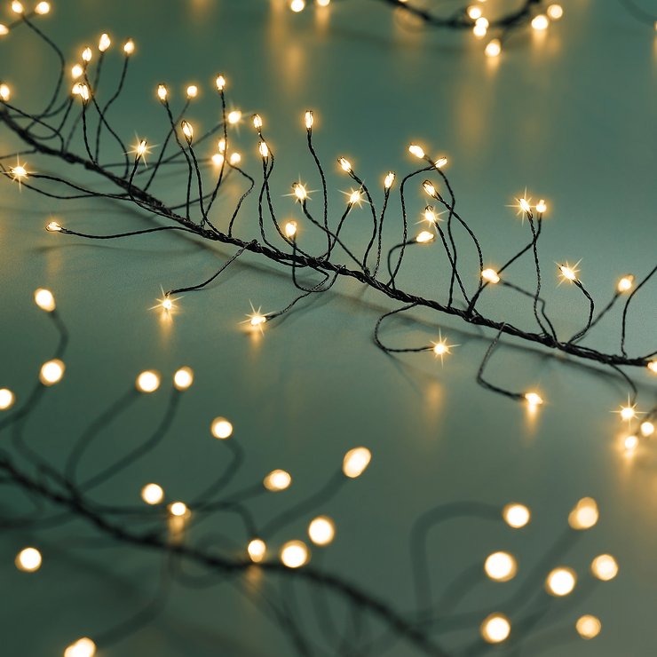 Kaemingk Lumineo Guirlande lumineuse Cluster Twinkle 480 Micro LED classique chaud 3m noir - Thumbnail 1