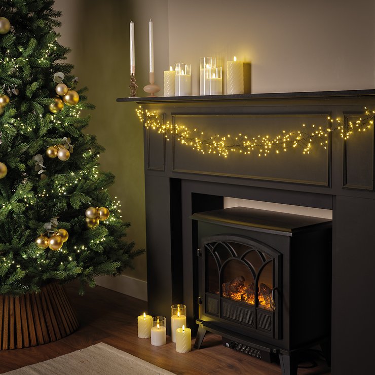 Kaemingk Lumineo Guirlande lumineuse Cluster Twinkle 480 Micro LED classique chaud 3m noir - Thumbnail 3