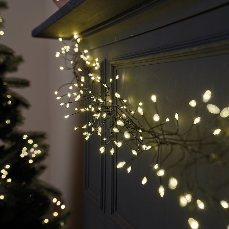 Kaemingk Lumineo Guirlande lumineuse Cluster Twinkle 480 Micro LED blanc chaud 3m noir - Thumbnail 2