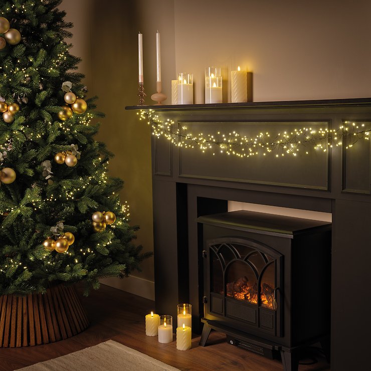 Kaemingk Lumineo Guirlande lumineuse Cluster Twinkle 960 Micro LED blanc chaud 6m noir - Thumbnail 3