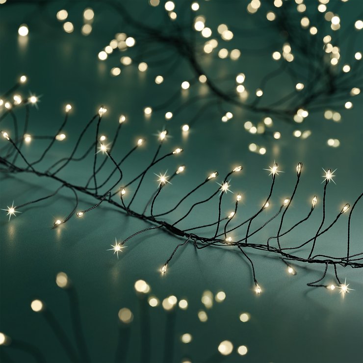 Kaemingk Lumineo Guirlande lumineuse Cluster Twinkle 960 Micro LED blanc chaud 6m noir - Thumbnail 1